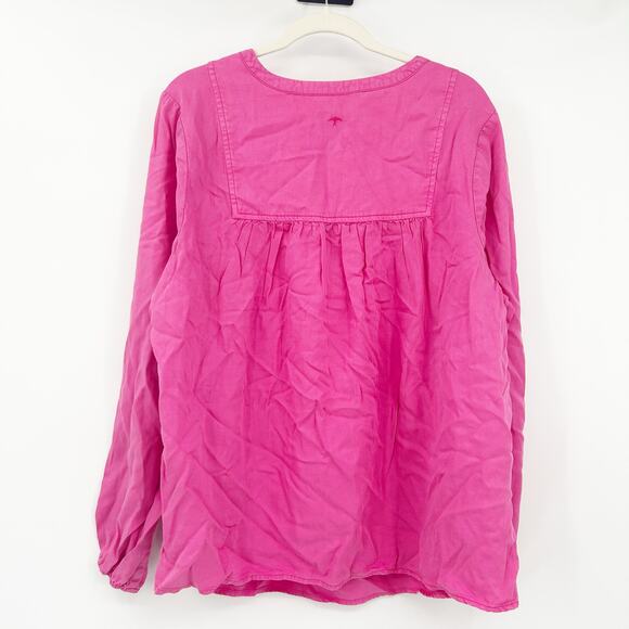 Serra Retreat Womens Lyocell Beachy Boho Point Mugu Peasant Blouse 1X Pink - Picture 8 of 8